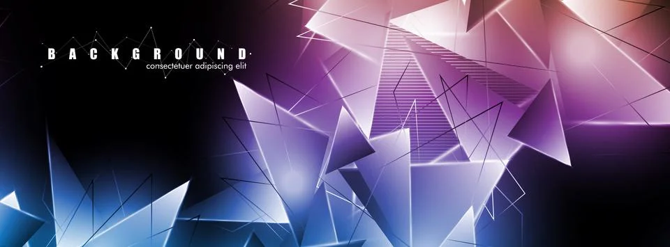 Abstract background with glowing triangles that overlap. isolated black backg Stock Illustration