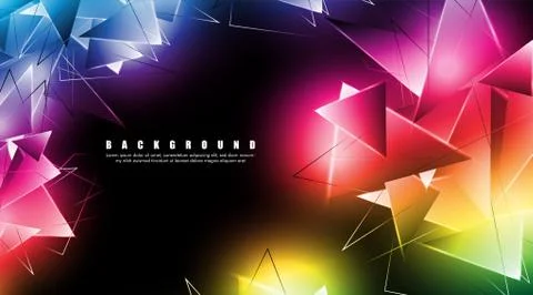 Abstract background with glowing triangles that overlap. isolated black backg イラスト素材