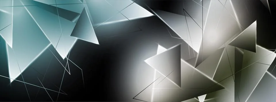 Abstract background with glowing triangles that overlap. isolated black backg Stock Illustration