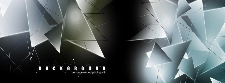 Abstract background with glowing triangles that overlap. isolated black backg Stock Illustration