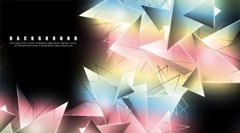 Abstract background with glowing triangles that overlap. isolated black backg Stock Illustration