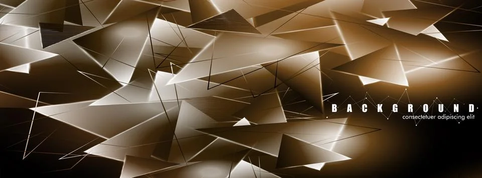 Abstract background with glowing triangles that overlap. isolated black backg Stock Illustration