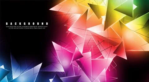 Abstract background with glowing triangles that overlap. isolated black backg Stock Illustration