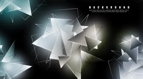 Abstract background with glowing triangles that overlap. isolated black backg 스톡 일러스트
