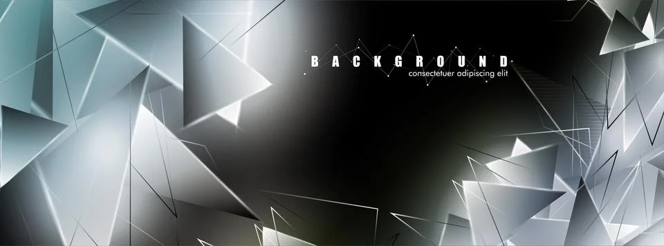 Abstract background with glowing triangles that overlap. isolated black backg Stock Illustration