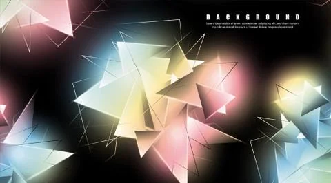 Abstract background with glowing triangles that overlap. isolated black backg Stock Illustration