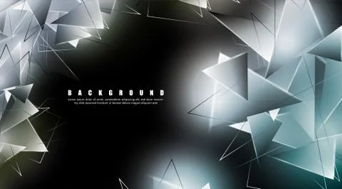Abstract background with glowing triangles that overlap. isolated black backg Stock Illustration