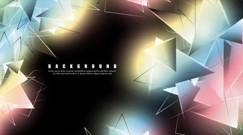 Abstract background with glowing triangles that overlap. isolated black backg Stock Illustration