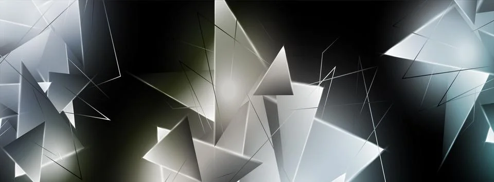 Abstract background with glowing triangles that overlap. isolated black backg Stock Illustration