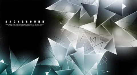 Abstract background with glowing triangles that overlap. isolated black backg Stock Illustration