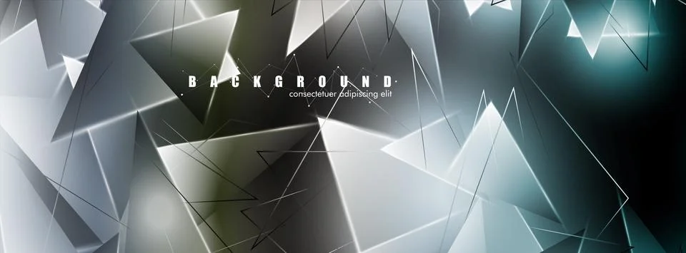 Abstract background with glowing triangles that overlap. isolated black backg Stock Illustration