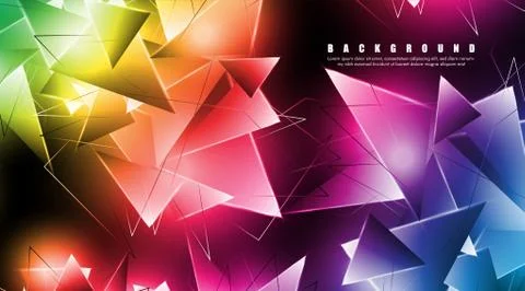 Abstract background with glowing triangles that overlap. isolated black backg Stock Illustration