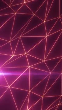 Abstract background with glowing triangular grid lines in orange against a .. Stock Illustration