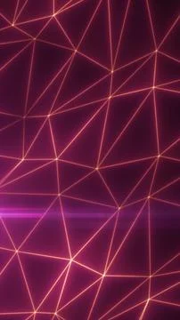 Abstract background with glowing triangular grid lines in orange against a de Stock Illustration