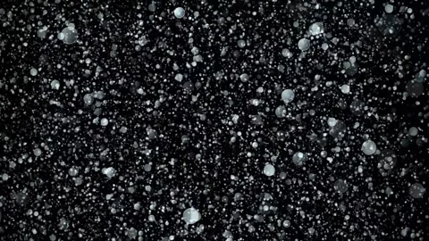 Abstract Background of Glowing White Circles Falling on Black Stock Footage 297016253