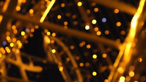 Abstract background of gold building, bokeh lights. Panning from  bottom to  top Stock-Footage 85569591