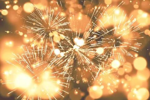Abstract background. Gold-colored blur. Fireworks circle blur Stockfoto's
