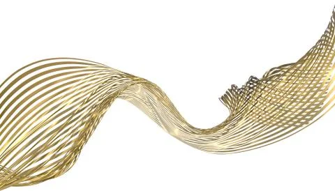 Abstract background of gold wavy lines. 3d rendering image. Stock Illustration