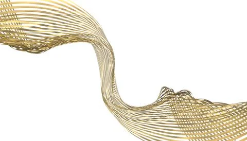 Abstract background of gold wavy lines. 3d rendering image. Stock Illustration