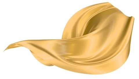 Abstract background of gold wavy silk or satin. 3d rendering image. Stock Illustration