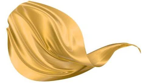 Abstract background of gold wavy silk or satin. 3d rendering image. Stock Illustration