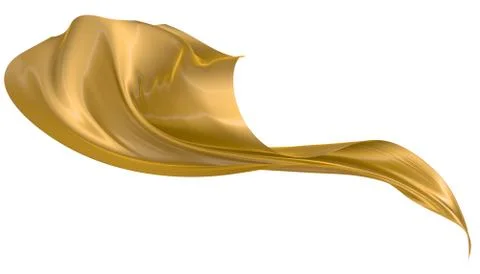 Abstract background of gold wavy silk or satin. 3d rendering image. Stock Illustration