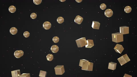 Abstract background with golden changing shapes, loop animation 3D Stock Footage 195458520