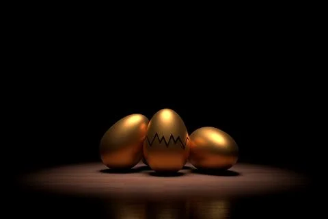 Abstract background of golden eggs. 3D rendering. Stock Illustration