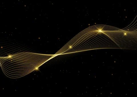 Abstract background with golden flowing waves Stock Illustration