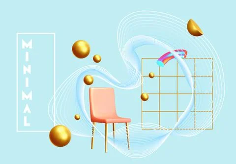 Abstract background with golden geometric elements. 3d shape vector minimal p Illustrazione stock