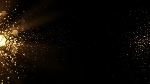 Abstract background with golden particles come from the left and right Видео 88699889
