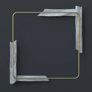 Abstract background golden rectangle with white corners 3D 스톡 일러스트