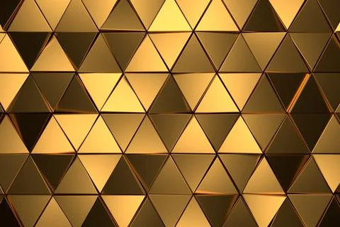 Abstract background of golden triangle. 3D rendering. Stock Illustration