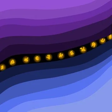 Abstract background with gradient waves and unknown luminous alphabet Stock Illustration