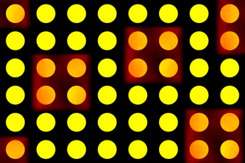 Abstract background. Graphic art. Yellow circles, black background with red s Stock Illustration