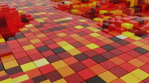 Abstract Background with Graphical 3D Red Cubes Stock Illustration