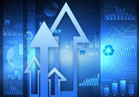 Abstract background of graphs and large arrows 库存插图