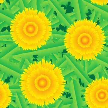 Abstract background with grass and flowers Stock Illustration