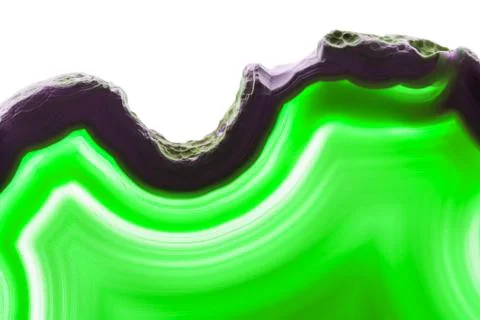 Abstract background, green agate slice mineral isolated on white background Stock Photos