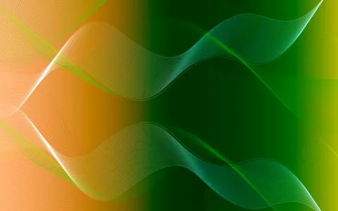 Abstract background with green and orange wave lines flowing across the scree Illustrazione stock
