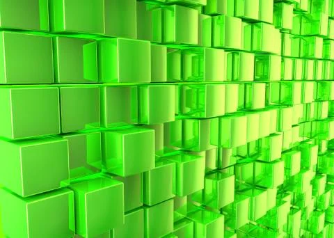 Abstract background. Green cubes on a green background Stock Illustration