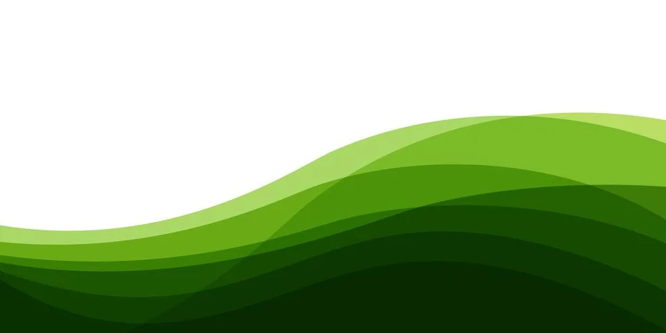 Abstract background with green curves elements. Green simple geometric vect.. Stock Illustration