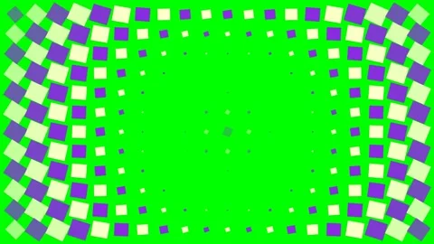 Abstract background with a green field and geometric square border pattern Stock Footage 341822686
