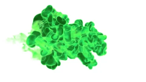 Abstract background of green fume or green ink with alpha mask. Use it for Stock Footage