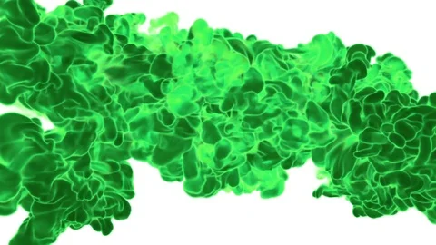 Abstract background of green fume or green ink with alpha mask. Use it for Stock Footage