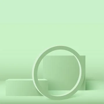 Abstract background with green geometric 3d podiums. Vector illustration. Illustrazione stock