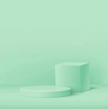 Abstract background with green geometric 3d podiums. Vector illustration Stock Illustration