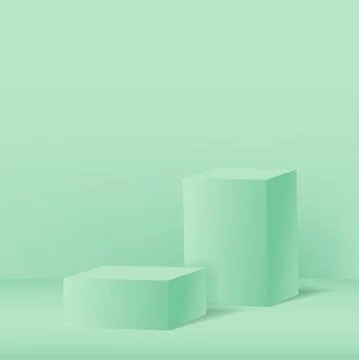 Abstract background with green geometric 3d podiums. Vector illustration Stock Illustration