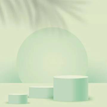 Abstract background with green geometric 3d podiums. Vector illustration. Illustrazione stock