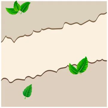 Abstract background with green leaves. In the style of torn paper with a shadow. Stock Illustration